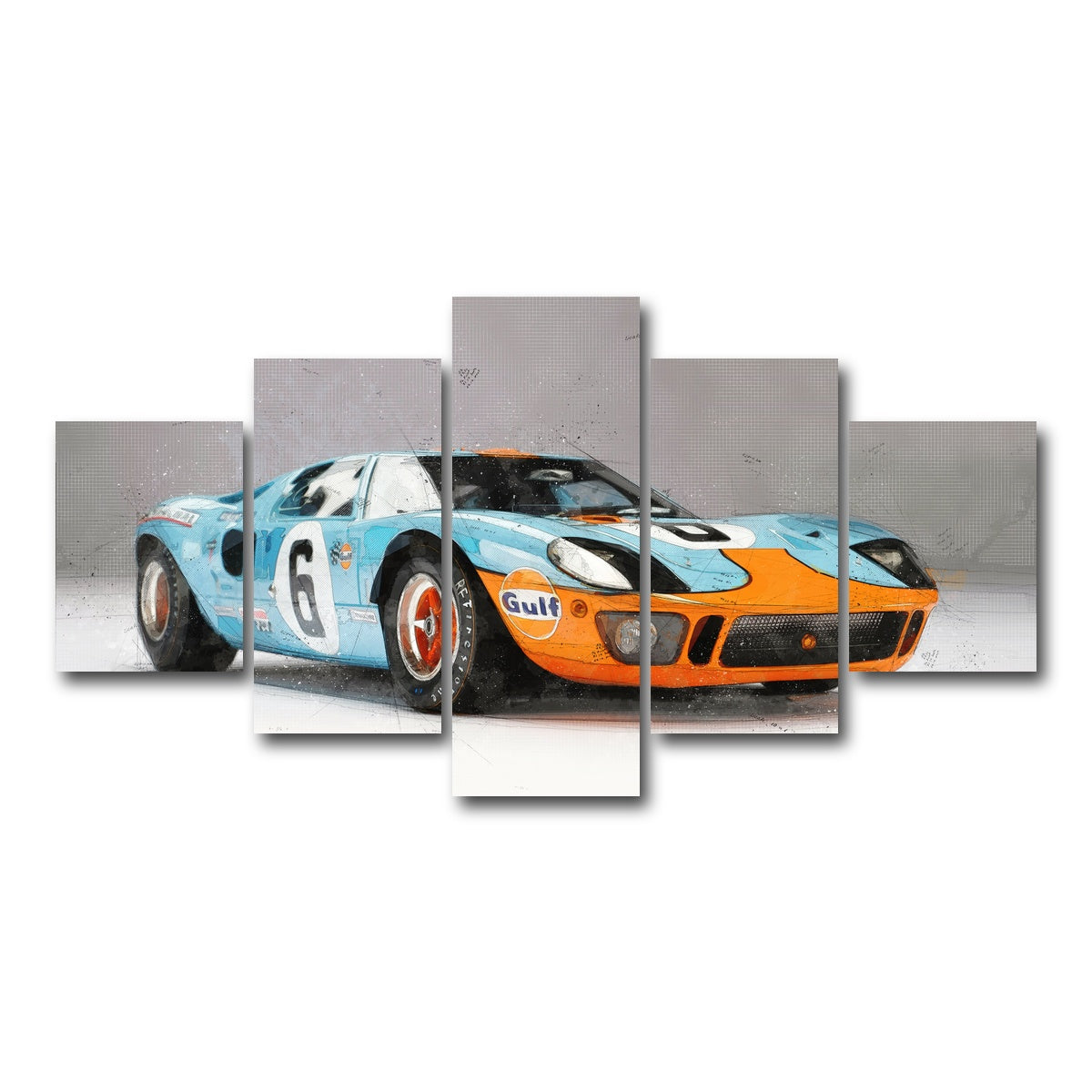 AUTO-MOCKUP WHITE | ford GT | 5 Piece | Gallery Wrap Canvas | group=5_short