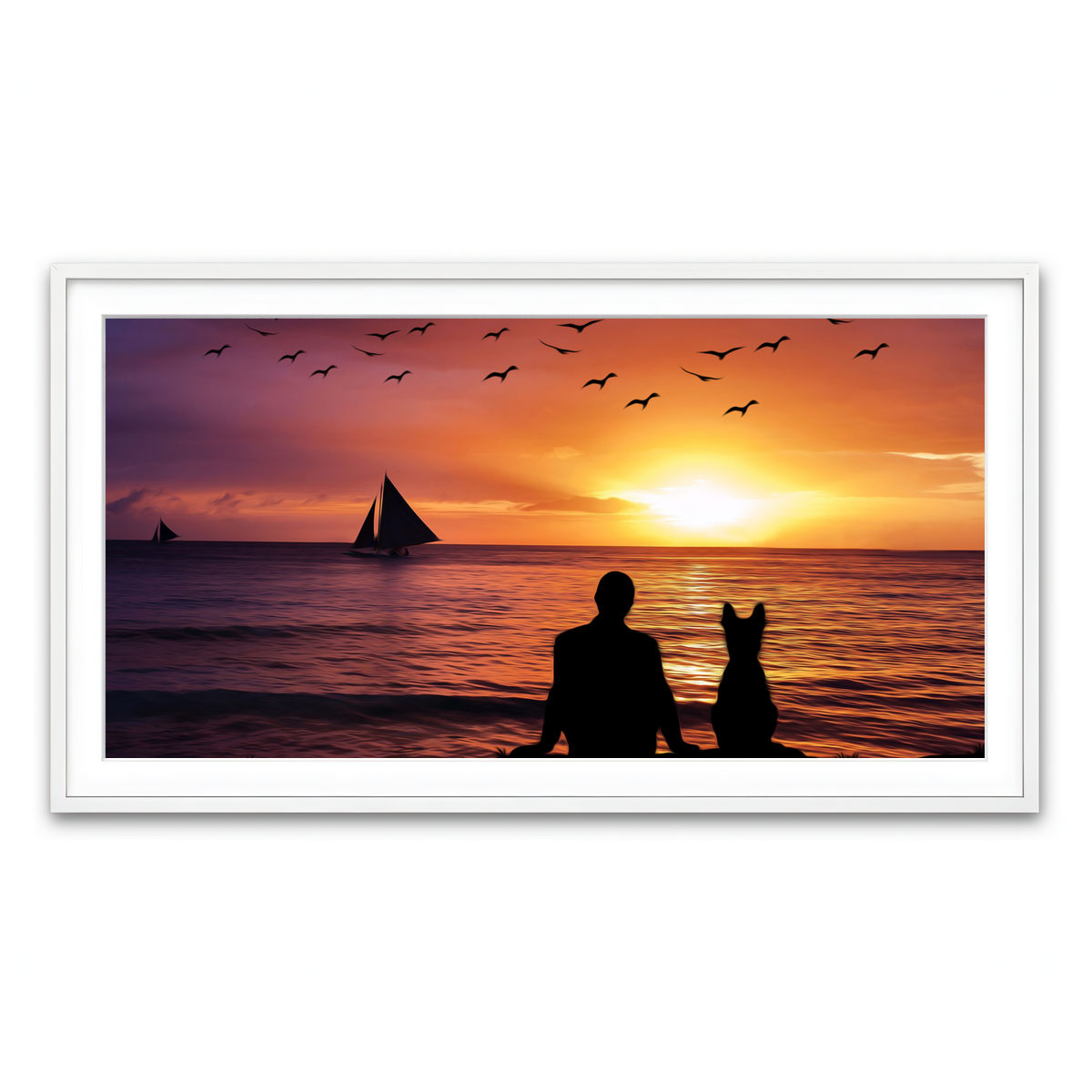 Framed Print 2x1 White