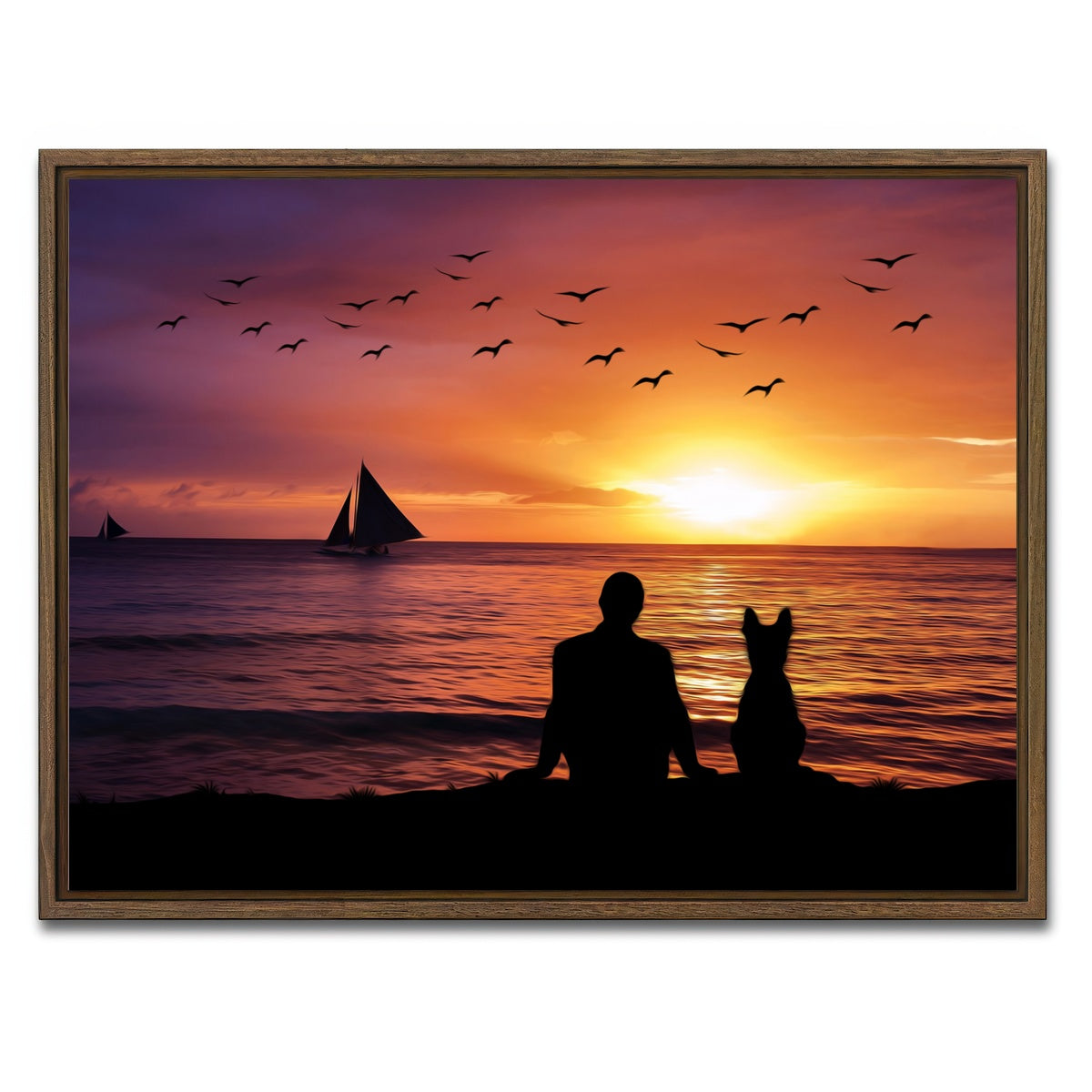 AUTO-MOCKUP WHITE | friendship sunset | 1 Piece | Walnut Framed Canvas | group=4x3