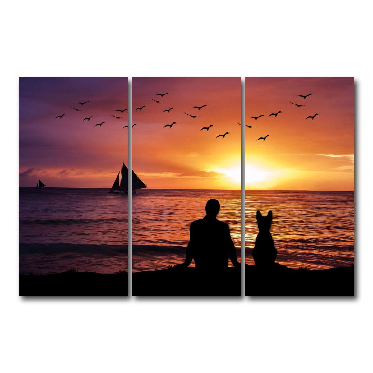 AUTO-MOCKUP WHITE | friendship sunset | 3 Piece | Gallery Wrap Canvas | group=12x24