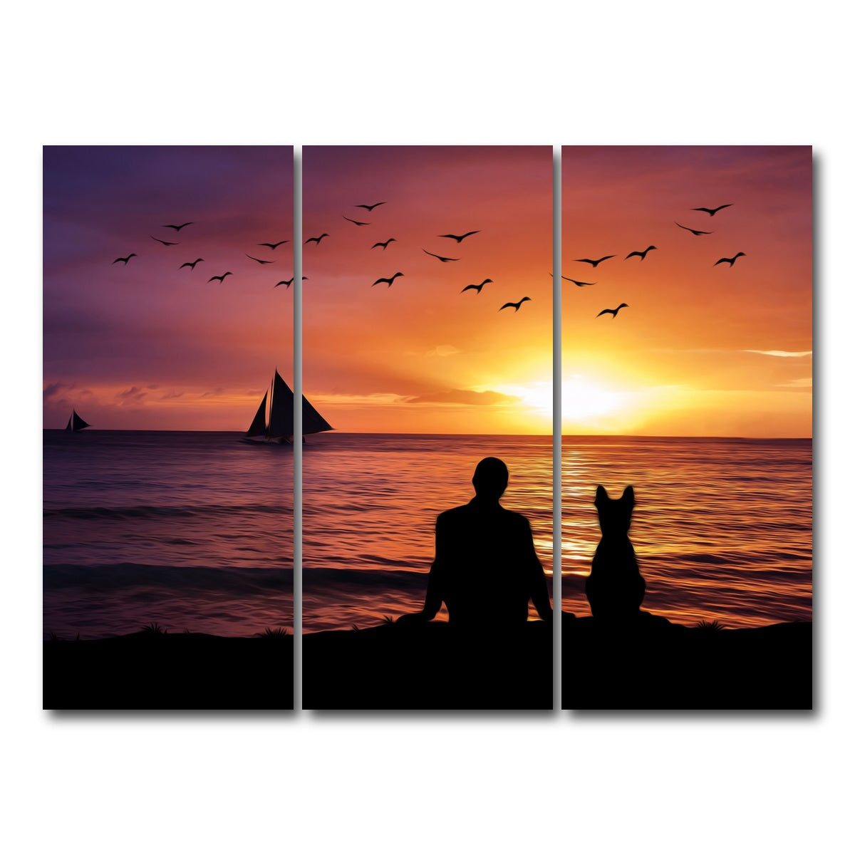 AUTO-MOCKUP WHITE | friendship sunset | 3 Piece | Gallery Wrap Canvas | group=8x18