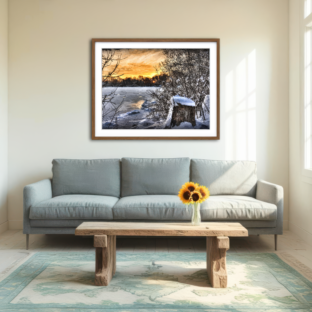AUTO-MOCKUP ROOM | Frozen Lake At Sunset Wall Art