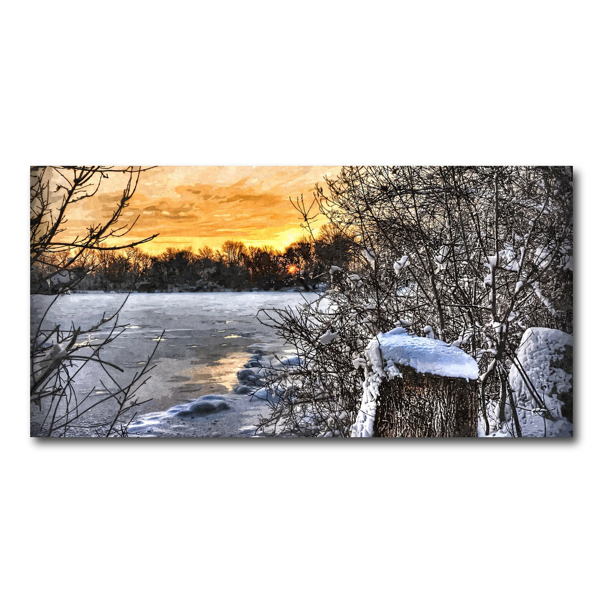 AUTO-MOCKUP WHITE | frozen lake at sunset | 1 Piece | Gallery Wrap Canvas | group=2x1