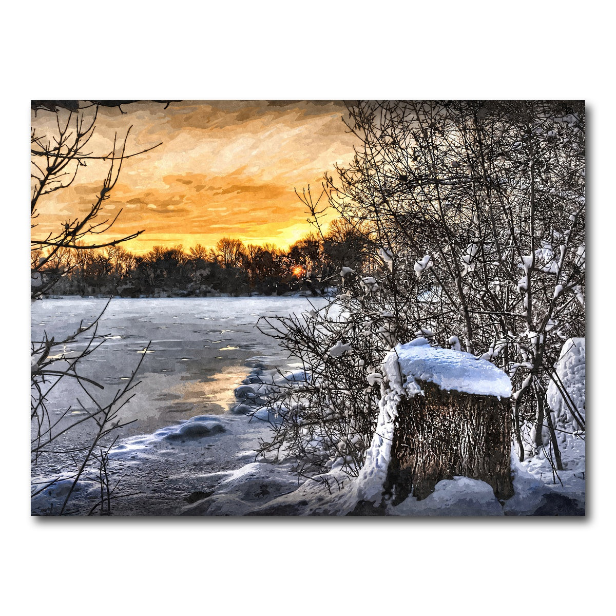 AUTO-MOCKUP WHITE | frozen lake at sunset | 1 Piece | Gallery Wrap Canvas | group=4x3
