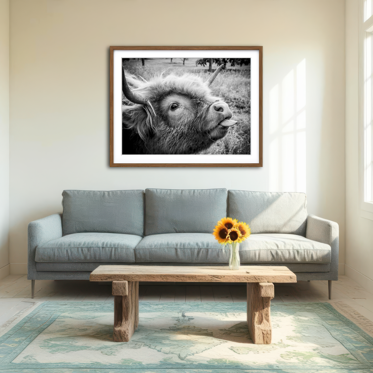 AUTO-MOCKUP ROOM | Funny Cow Wall Art