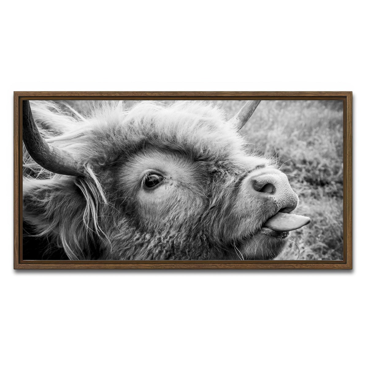 AUTO-MOCKUP WHITE | funny cow | 1 Piece | Walnut Framed Canvas | group=2x1
