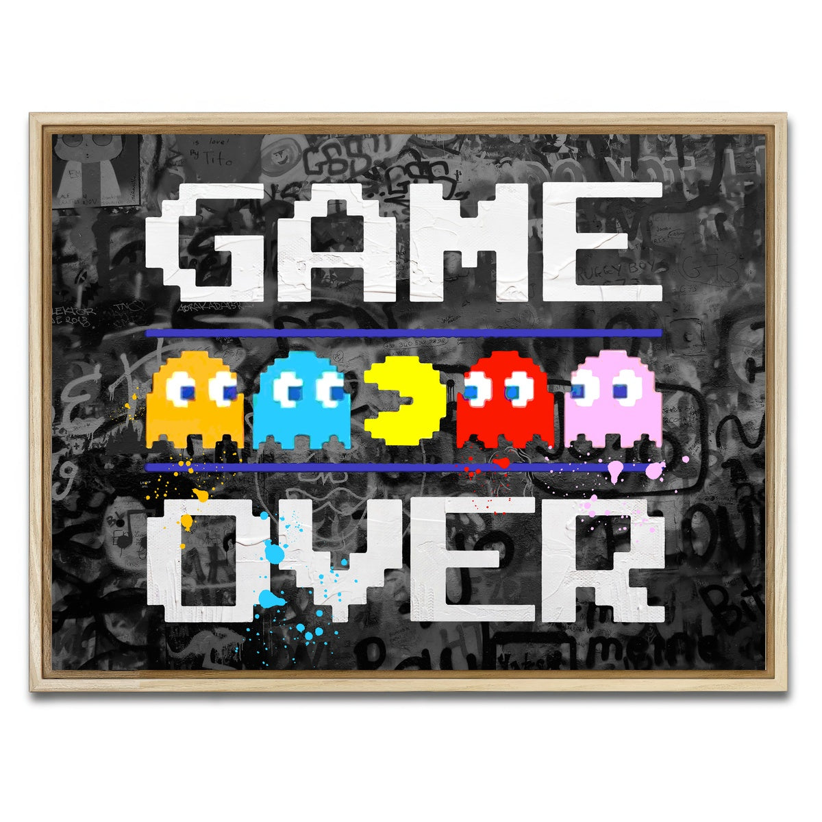 AUTO-MOCKUP WHITE | game over | 1 Piece | Natural Framed Canvas | group=4x3