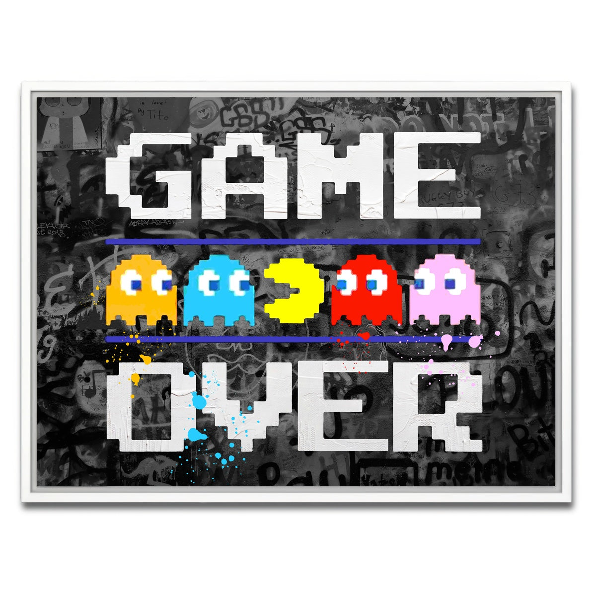 AUTO-MOCKUP WHITE | game over | 1 Piece | White Framed Canvas | group=4x3