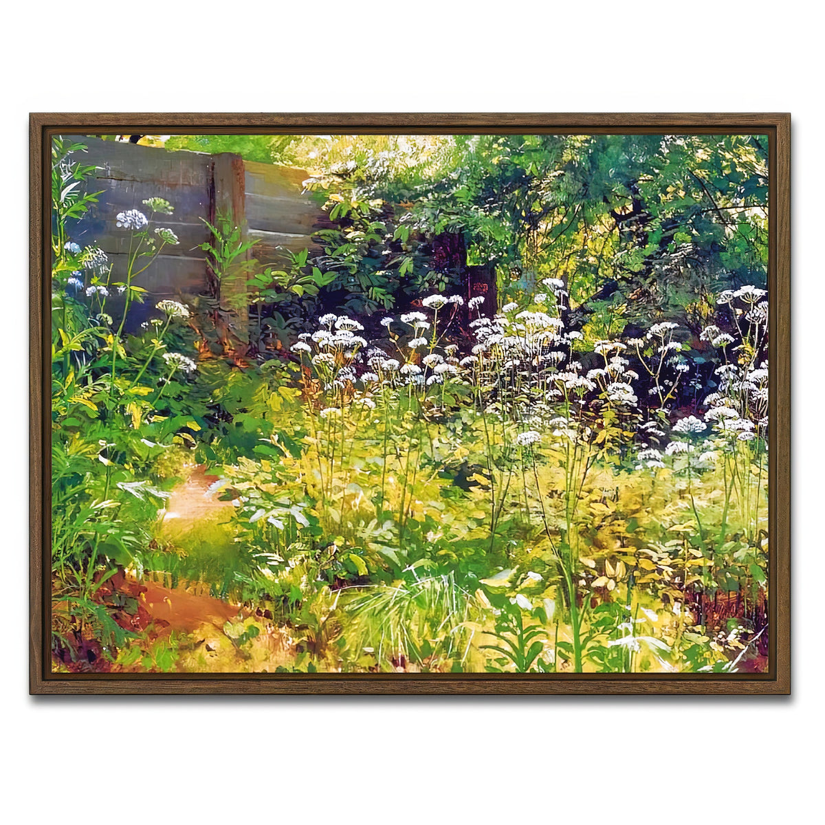 AUTO-MOCKUP WHITE | garden corner | 1 Piece | Walnut Framed Canvas | group=4x3