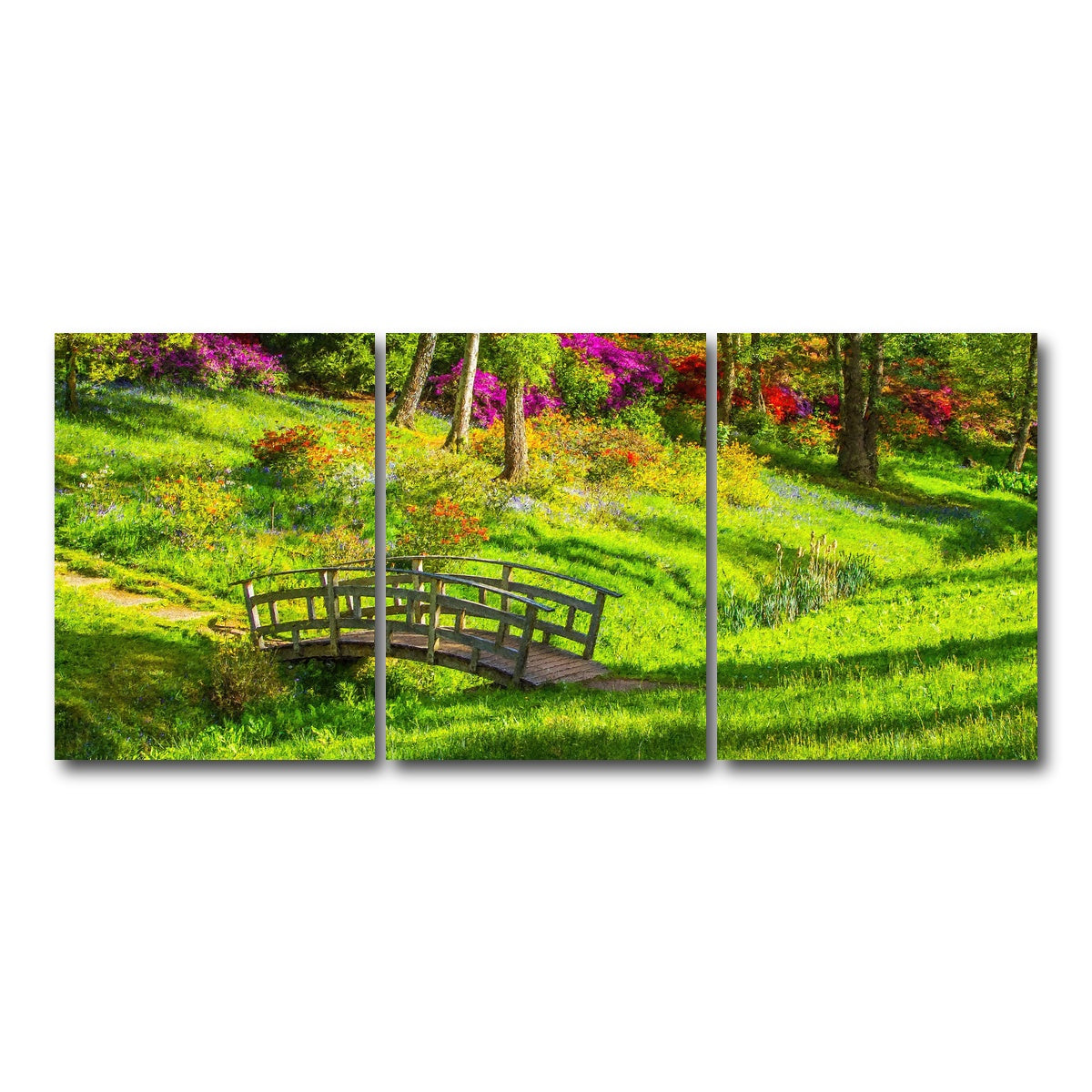 AUTO-MOCKUP WHITE | garden footpath bridge | 3 Piece | Gallery Wrap Canvas | group=18x24