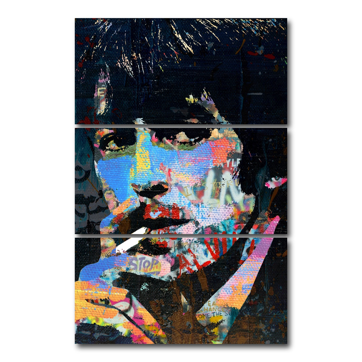 AUTO-MOCKUP WHITE | george harrison smoking | 3 Piece | Gallery Wrap Canvas | group=12x24_stacked