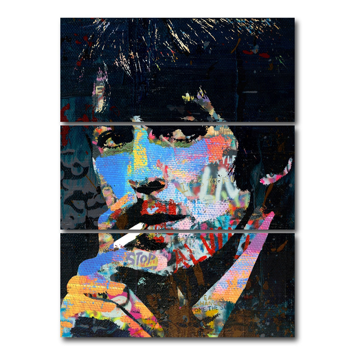 AUTO-MOCKUP WHITE | george harrison smoking | 3 Piece | Gallery Wrap Canvas | group=8x18_stacked