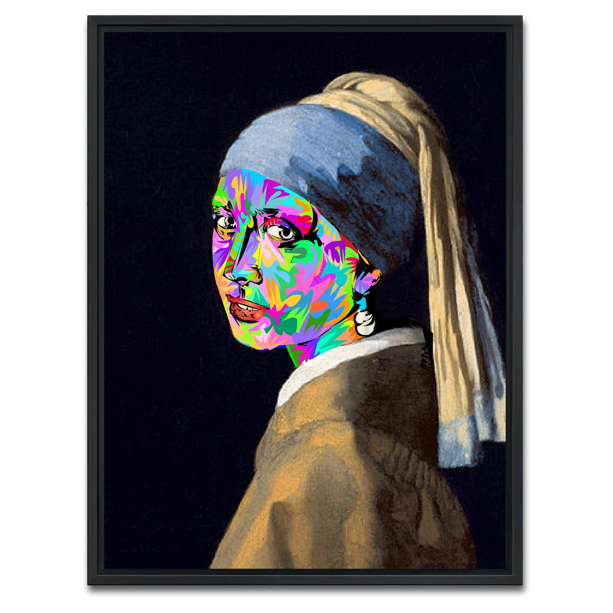 AUTO-MOCKUP WHITE | girl with pearl earring | 1 Piece | Black Framed Canvas | group=3x4