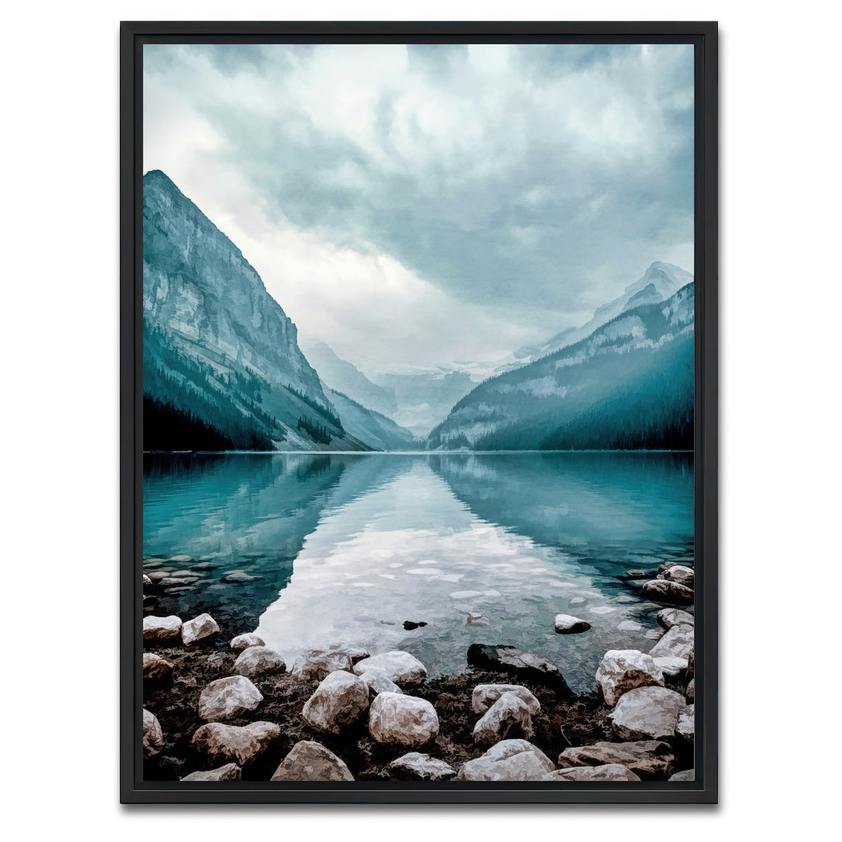 AUTO-MOCKUP WHITE | glacial lake | 1 Piece | Black Framed Canvas | group=3x4