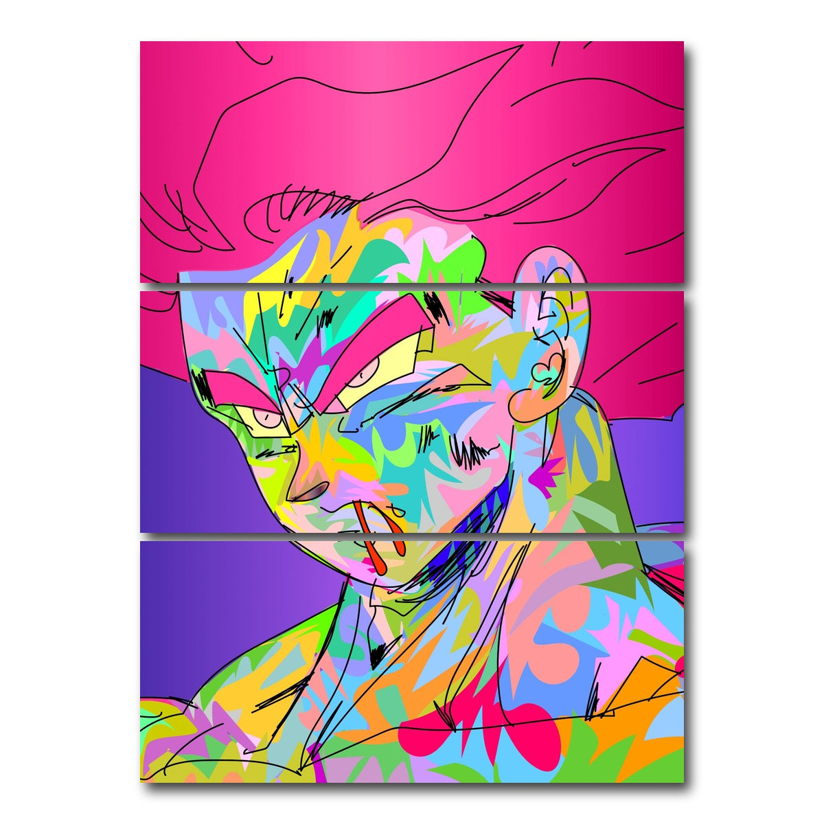 AUTO-MOCKUP WHITE | goku blonde pink | 3 Piece | Gallery Wrap Canvas | group=8x18_stacked