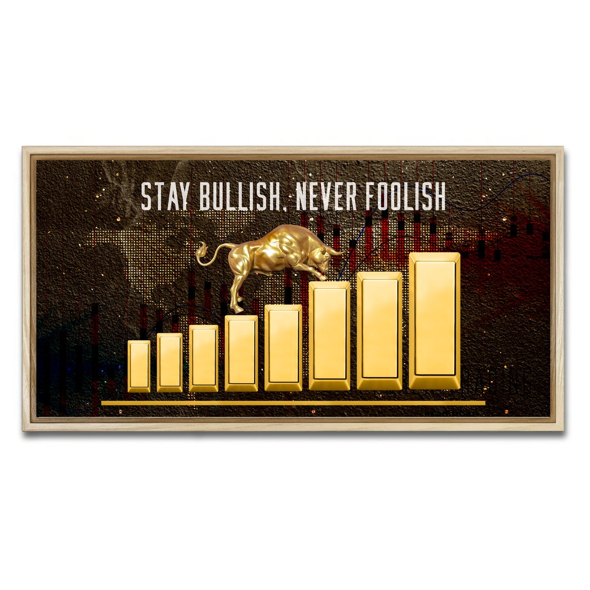 AUTO-MOCKUP WHITE | gold bull design | 1 Piece | Natural Framed Canvas | group=2x1