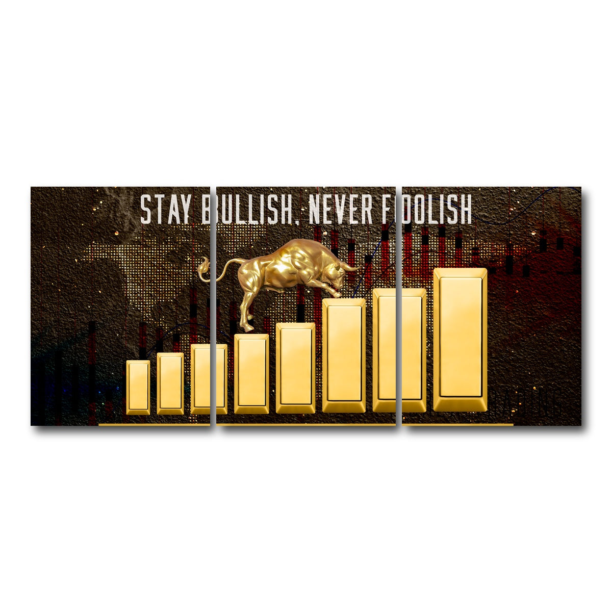 AUTO-MOCKUP WHITE | gold bull design | 3 Piece | Gallery Wrap Canvas | group=18x24