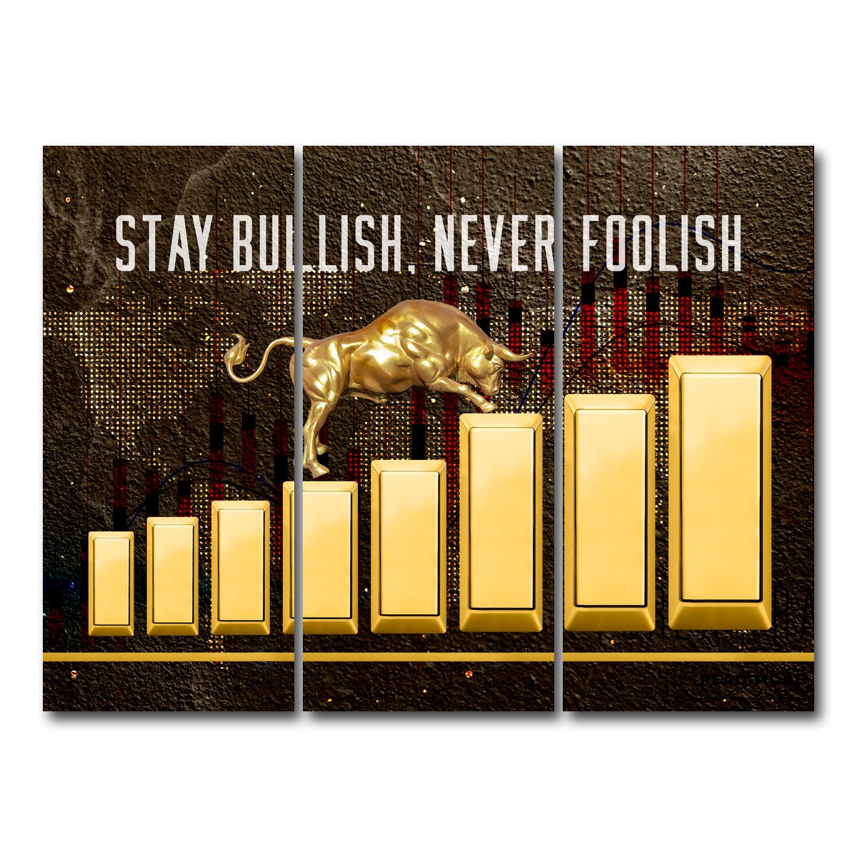 AUTO-MOCKUP WHITE | gold bull design | 3 Piece | Gallery Wrap Canvas | group=8x18