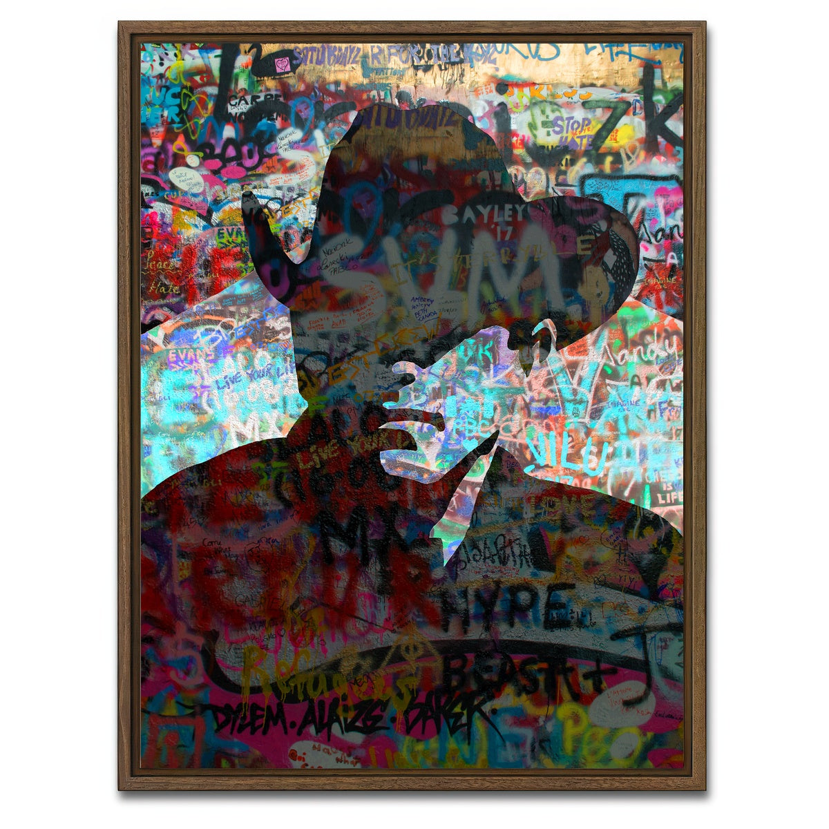 AUTO-MOCKUP WHITE | graffiti cowboy | 1 Piece | Walnut Framed Canvas | group=3x4