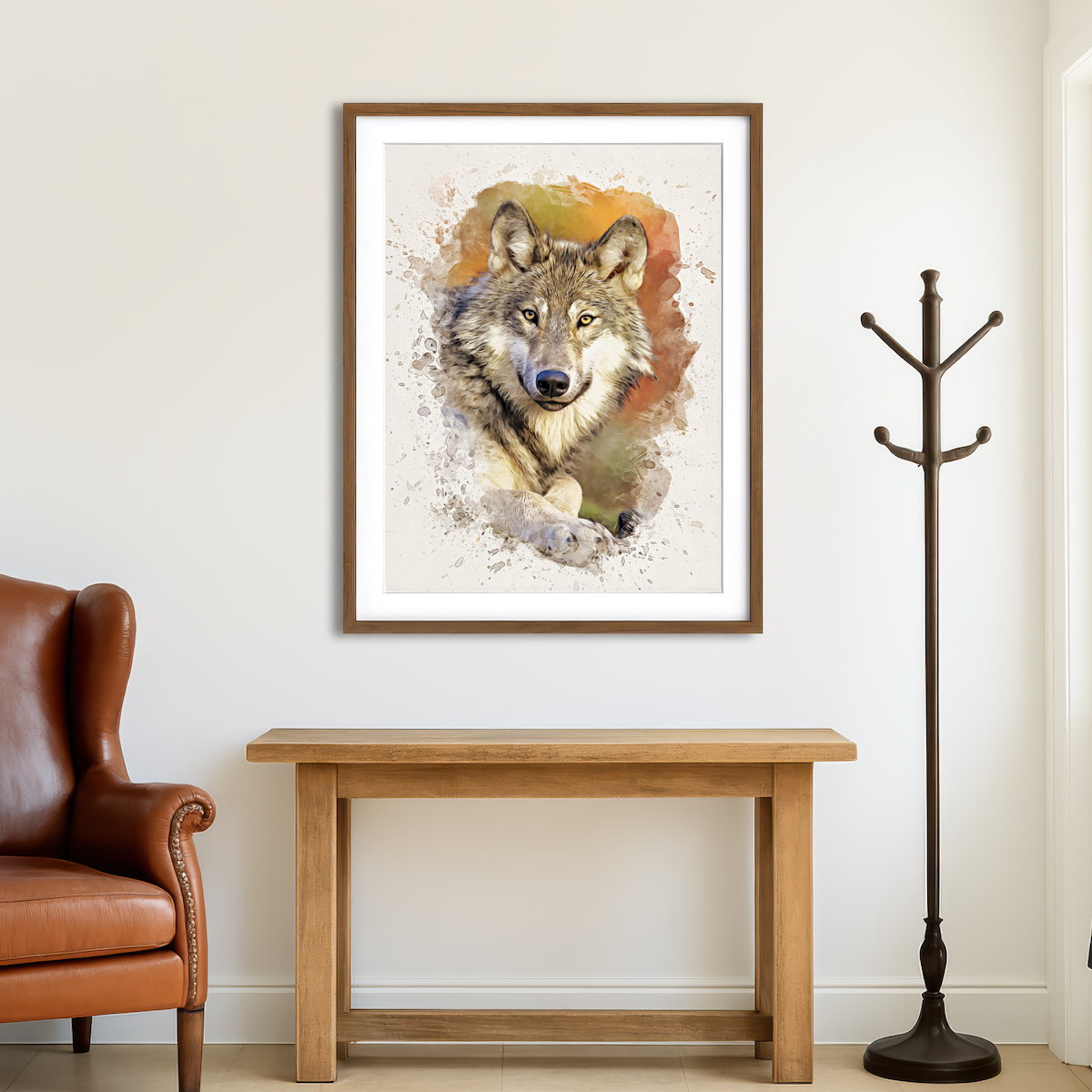AUTO-MOCKUP ROOM | Gray Wolf 3 Wall Art