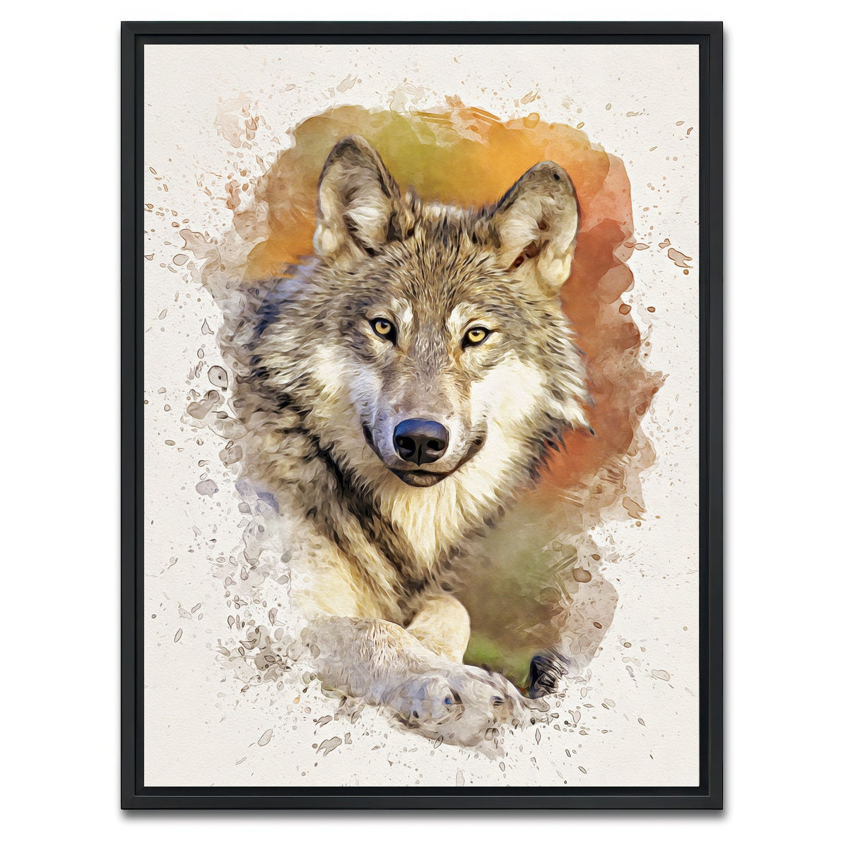 AUTO-MOCKUP WHITE | gray wolf 3 | 1 Piece | Black Framed Canvas | group=3x4