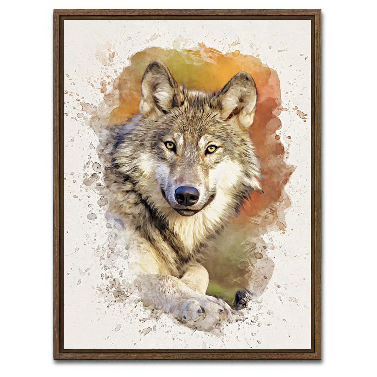 AUTO-MOCKUP WHITE | gray wolf 3 | 1 Piece | Walnut Framed Canvas | group=3x4