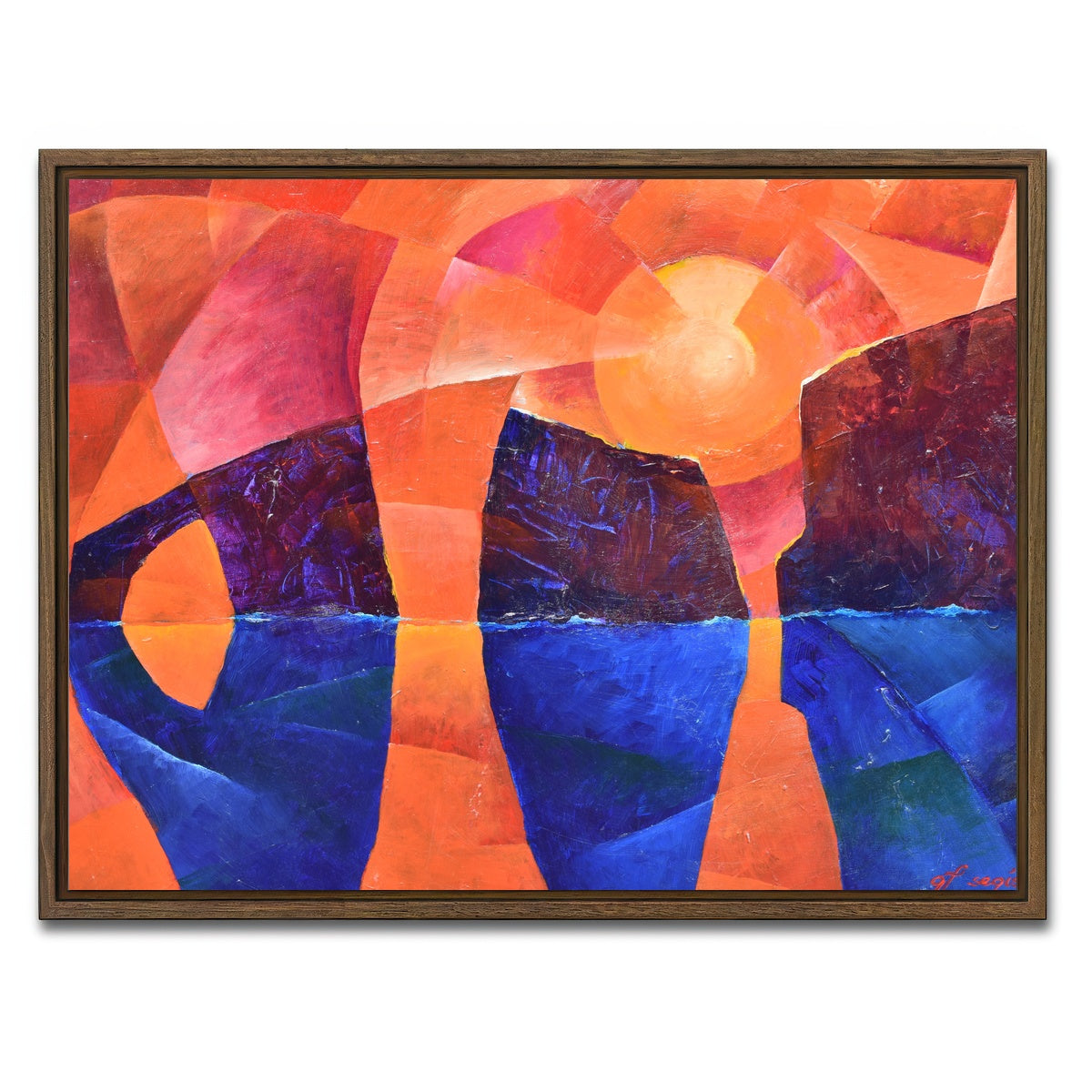 AUTO-MOCKUP WHITE | guardians of the ocean in cubism | 1 Piece | Walnut Framed Canvas | group=4x3