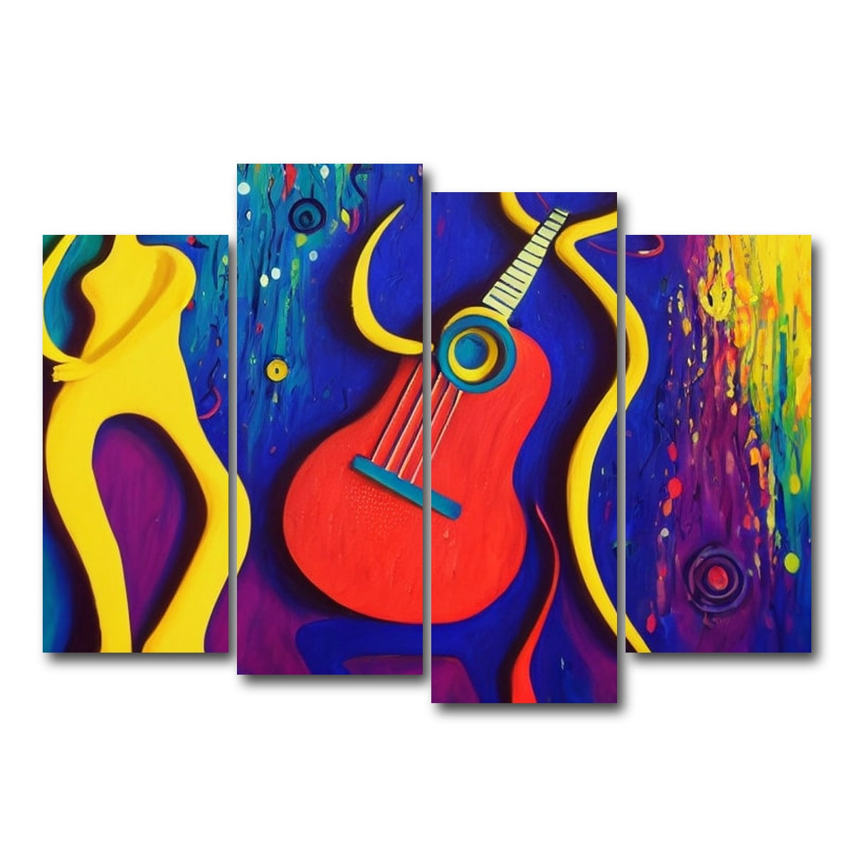 AUTO-MOCKUP WHITE | guitar art | 4 Piece | Gallery Wrap Canvas | group=4_normal