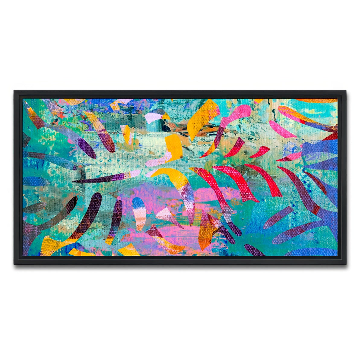 AUTO-MOCKUP WHITE | hawaiian palm | 1 Piece | Black Framed Canvas | group=2x1