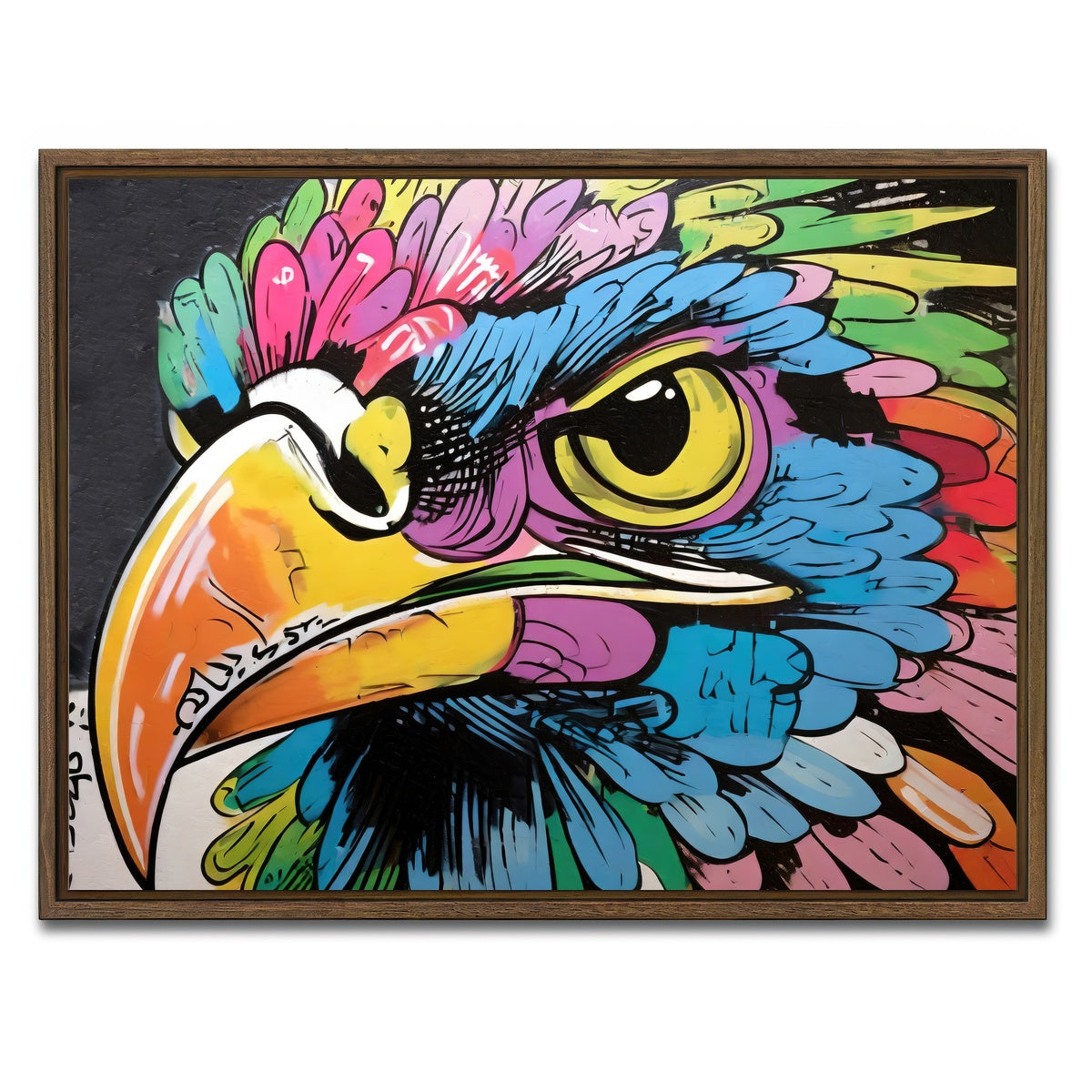 AUTO-MOCKUP WHITE | hawk graffiti | 1 Piece | Walnut Framed Canvas | group=4x3