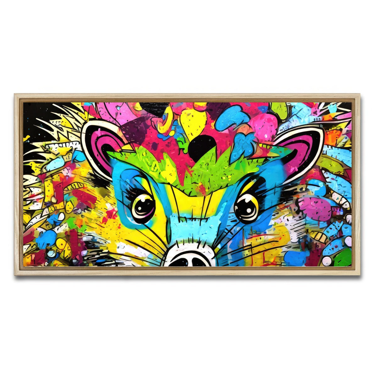 AUTO-MOCKUP WHITE | hedgehog graffiti | 1 Piece | Natural Framed Canvas | group=2x1
