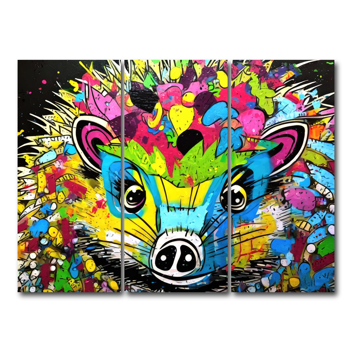 AUTO-MOCKUP WHITE | hedgehog graffiti | 3 Piece | Gallery Wrap Canvas | group=8x18