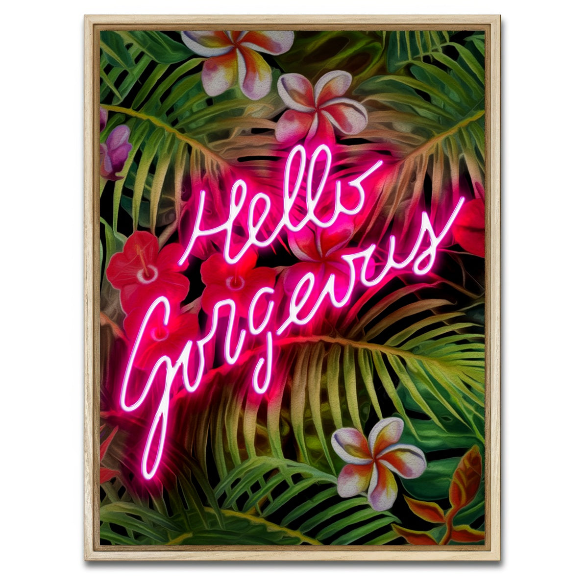 AUTO-MOCKUP WHITE | hello gorgeous | 1 Piece | Natural Framed Canvas | group=3x4