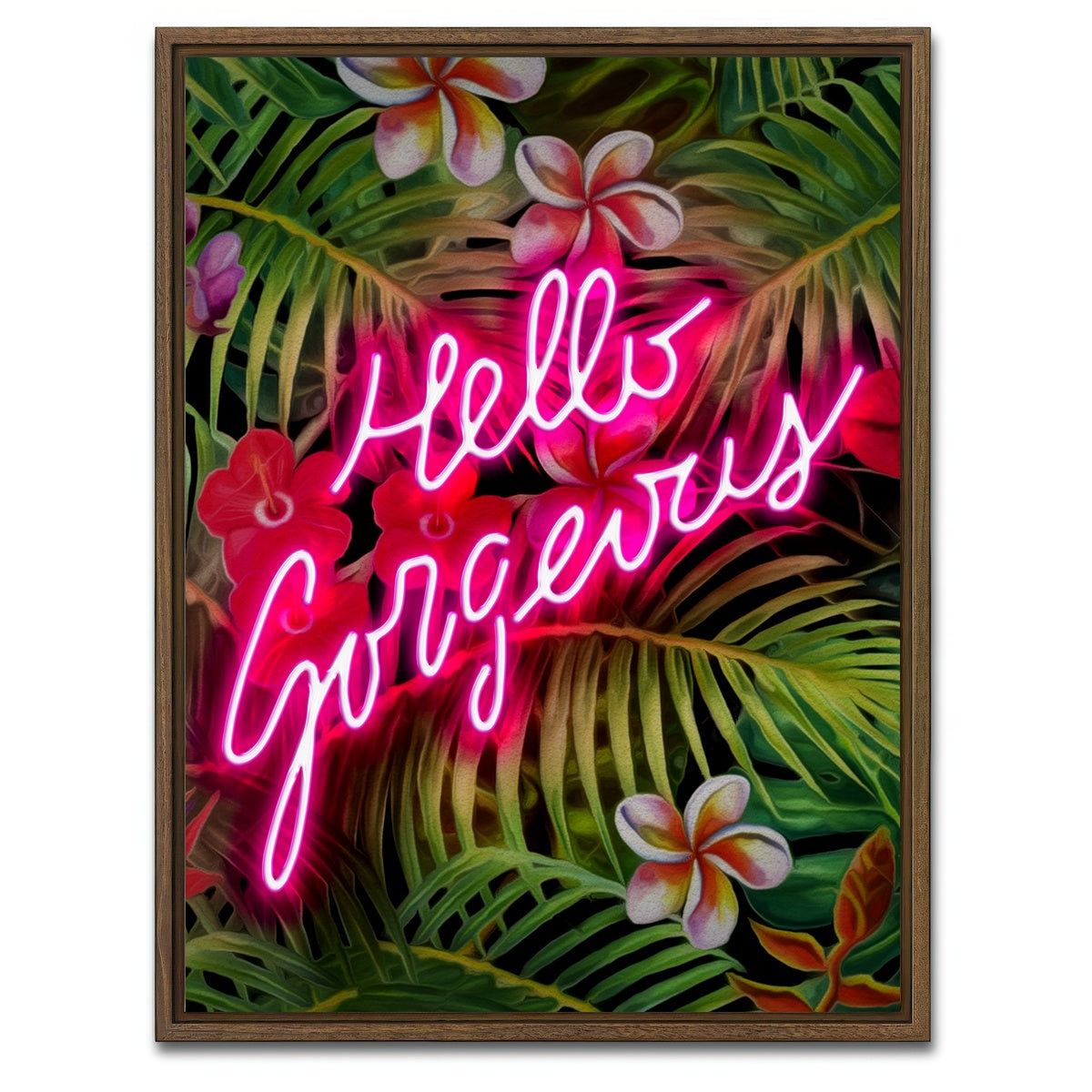 AUTO-MOCKUP WHITE | hello gorgeous | 1 Piece | Walnut Framed Canvas | group=3x4