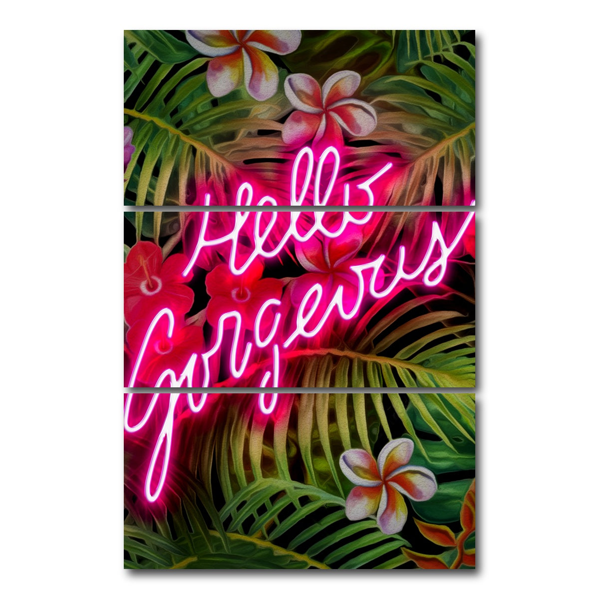 AUTO-MOCKUP WHITE | hello gorgeous | 3 Piece | Gallery Wrap Canvas | group=12x24_stacked