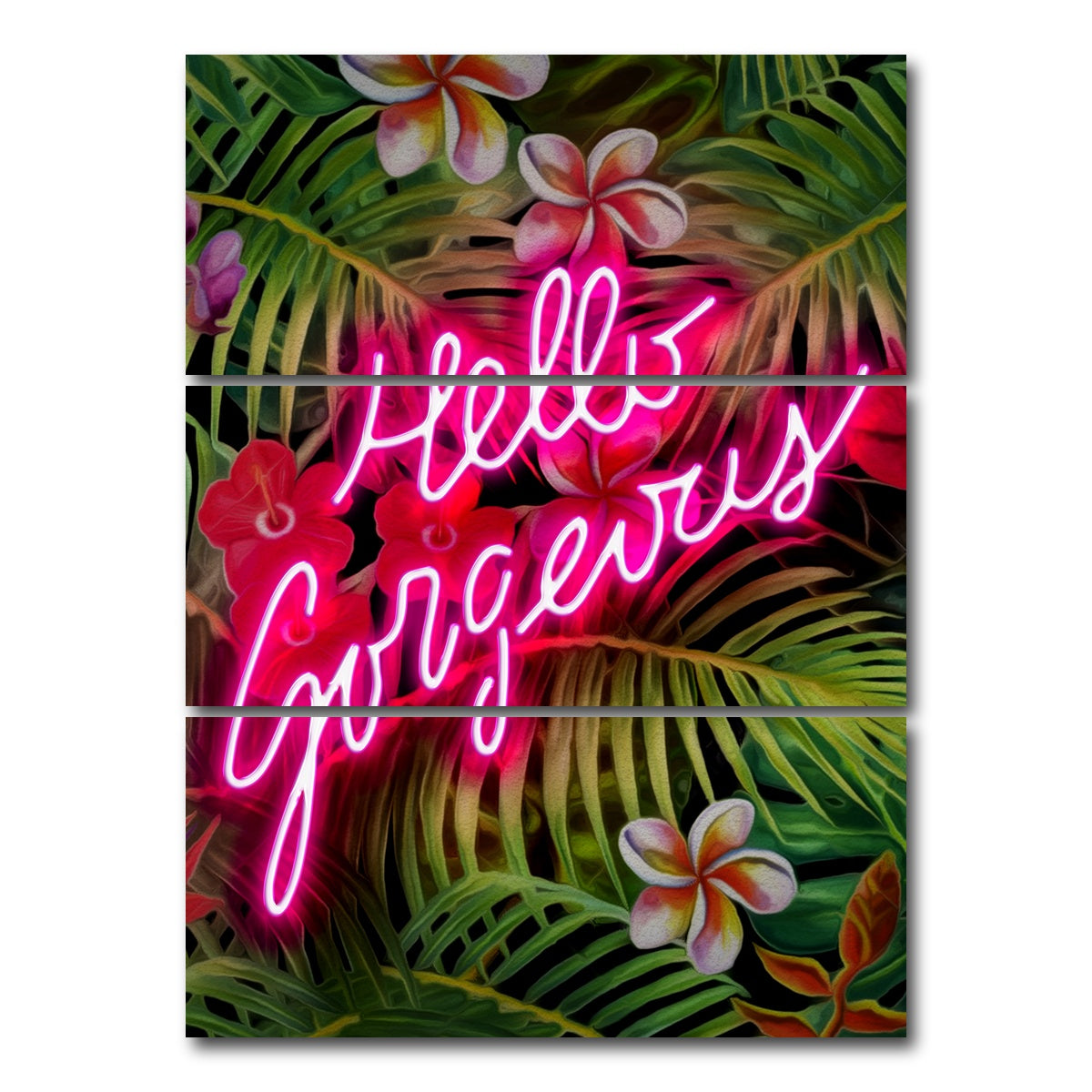 AUTO-MOCKUP WHITE | hello gorgeous | 3 Piece | Gallery Wrap Canvas | group=8x18_stacked