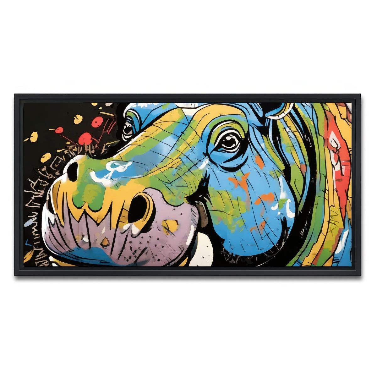AUTO-MOCKUP WHITE | hippo graffiti | 1 Piece | Black Framed Canvas | group=2x1