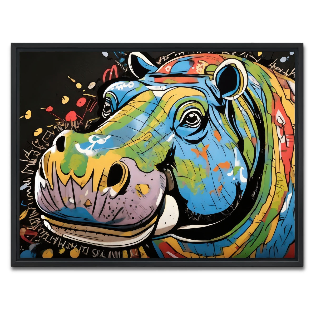 AUTO-MOCKUP WHITE | hippo graffiti | 1 Piece | Black Framed Canvas | group=4x3