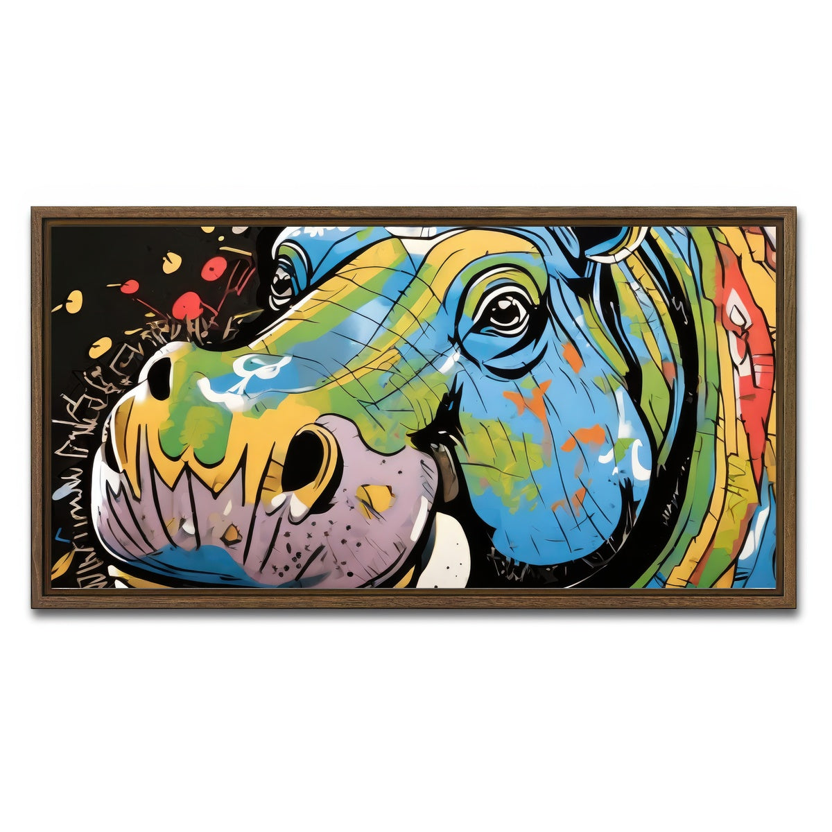 AUTO-MOCKUP WHITE | hippo graffiti | 1 Piece | Walnut Framed Canvas | group=2x1