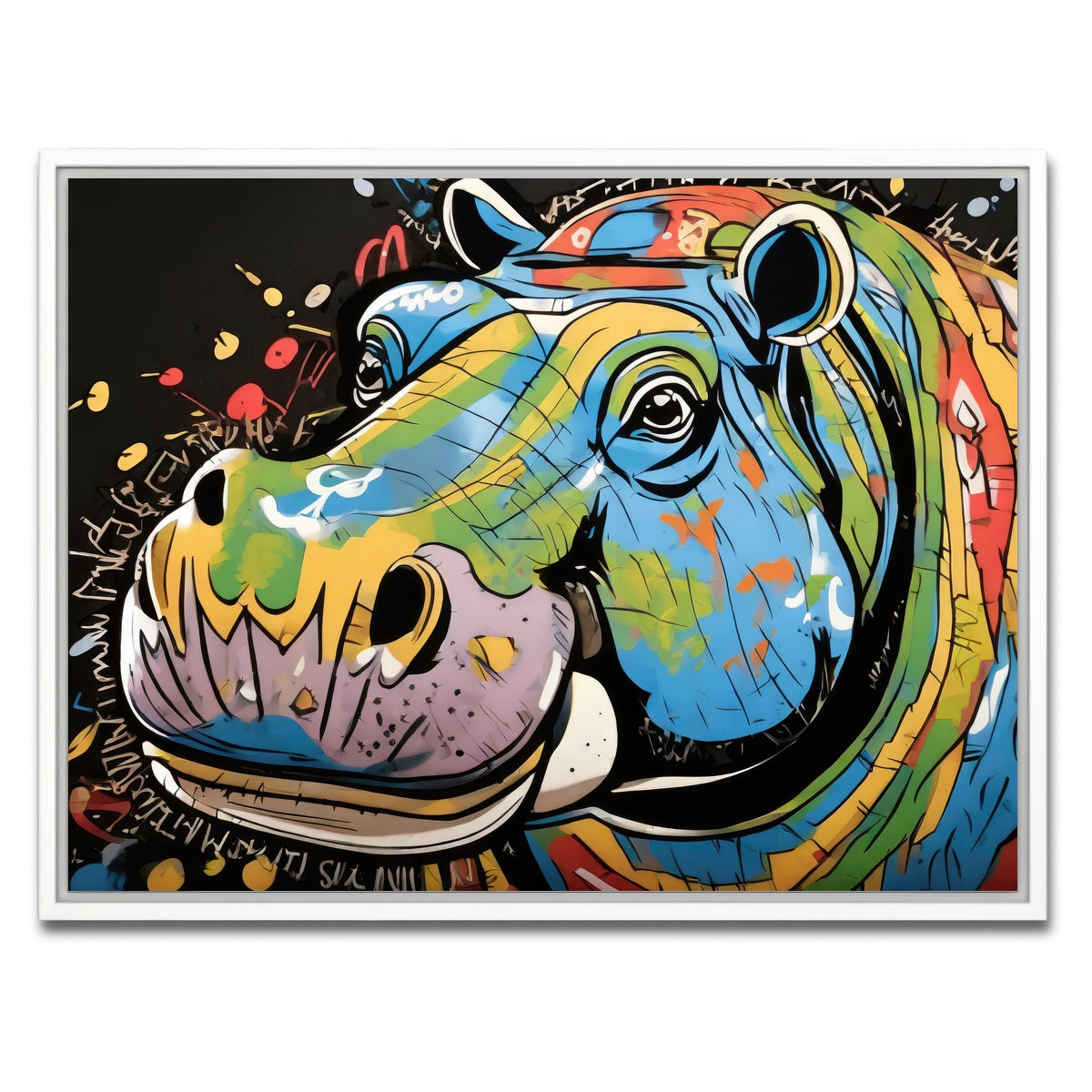 AUTO-MOCKUP WHITE | hippo graffiti | 1 Piece | White Framed Canvas | group=4x3
