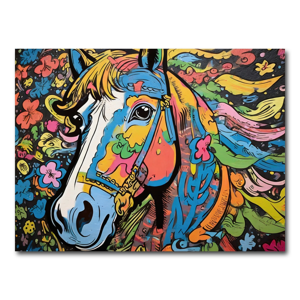 AUTO-MOCKUP WHITE | horse graffiti | 1 Piece | Gallery Wrap Canvas | group=4x3