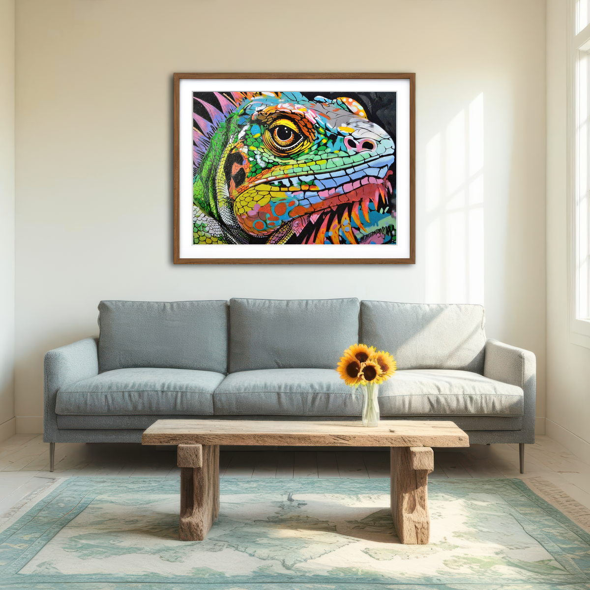 AUTO-MOCKUP ROOM | Iguana Graffiti Wall Art