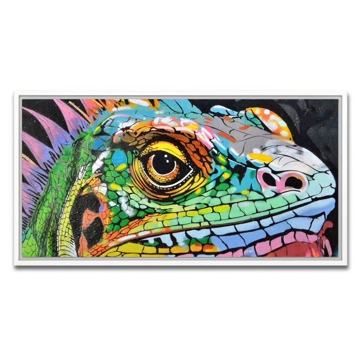 AUTO-MOCKUP WHITE | iguana graffiti | 1 Piece | White Framed Canvas | group=2x1