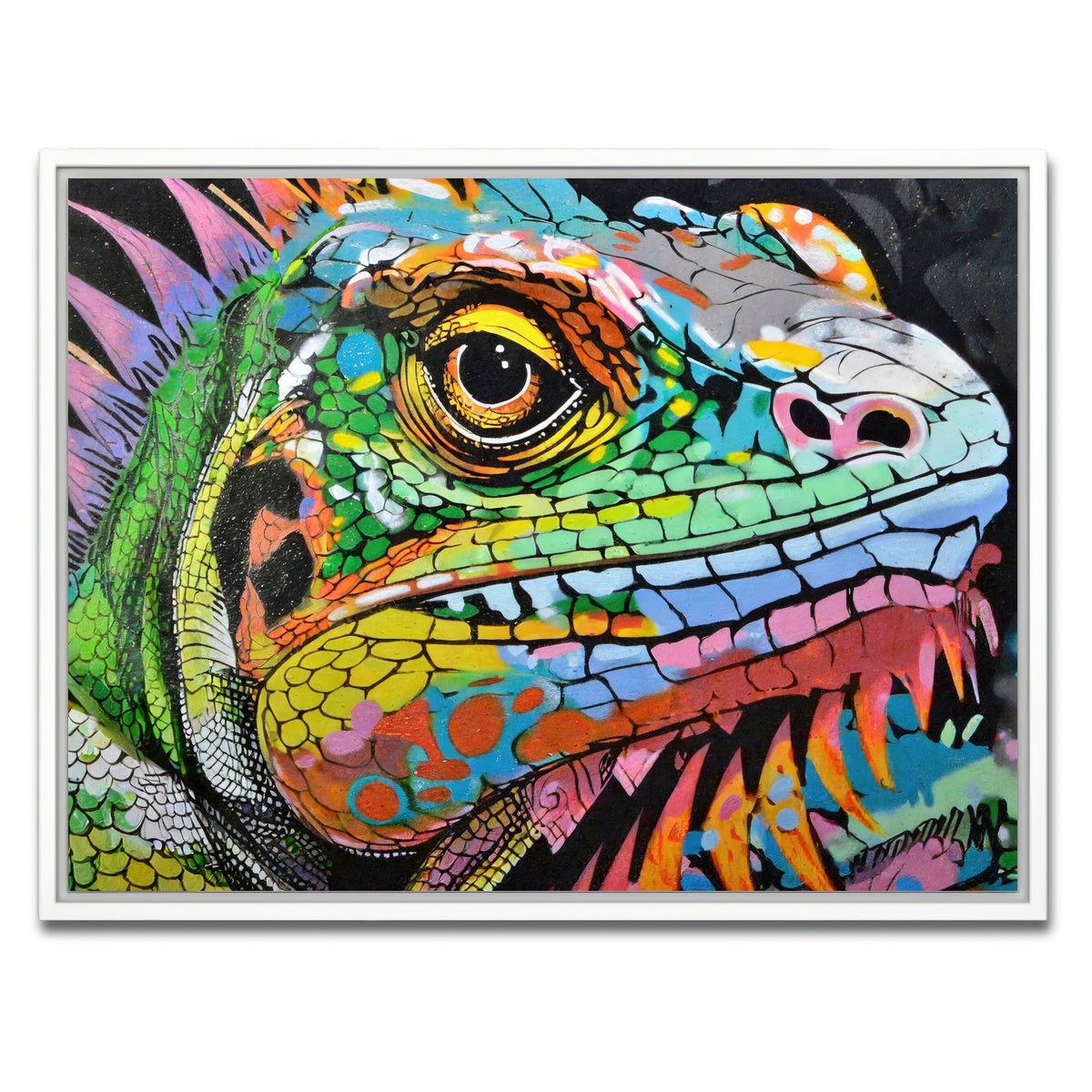 AUTO-MOCKUP WHITE | iguana graffiti | 1 Piece | White Framed Canvas | group=4x3