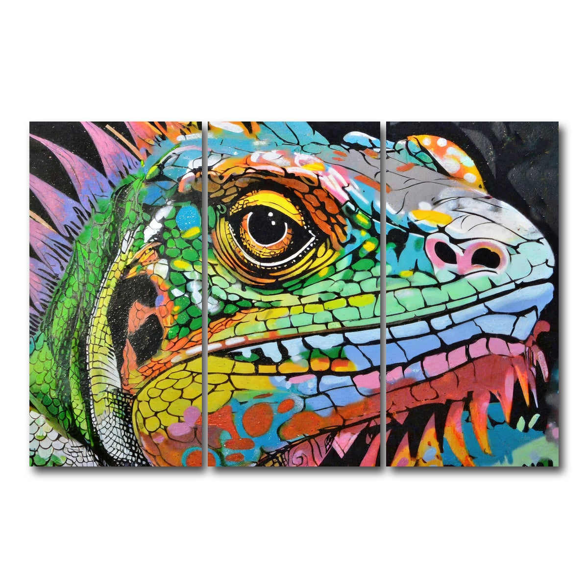 AUTO-MOCKUP WHITE | iguana graffiti | 3 Piece | Gallery Wrap Canvas | group=12x24