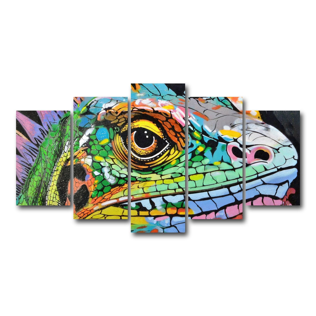 AUTO-MOCKUP WHITE | iguana graffiti | 5 Piece | Gallery Wrap Canvas | group=5_normal