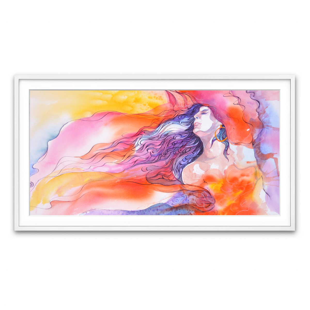 Framed Print 2x1 White