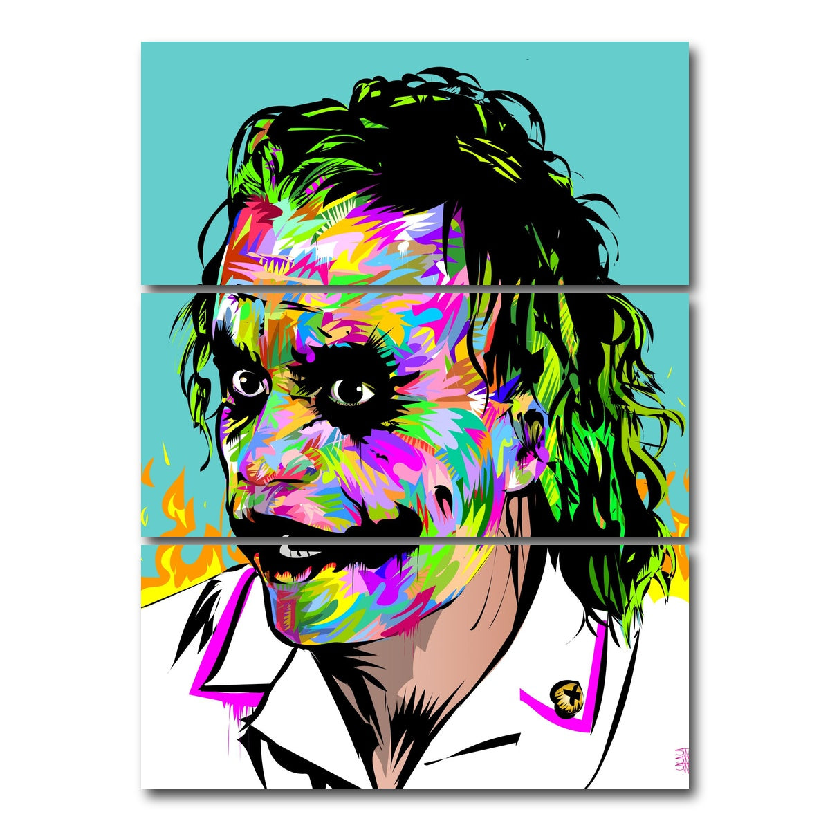 AUTO-MOCKUP WHITE | joker brown fire | 3 Piece | Gallery Wrap Canvas | group=8x18_stacked