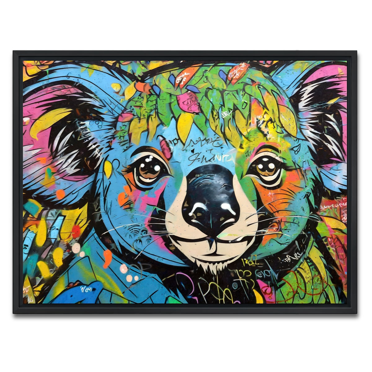 AUTO-MOCKUP WHITE | koala graffiti | 1 Piece | Black Framed Canvas | group=4x3
