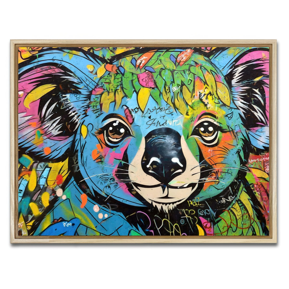 AUTO-MOCKUP WHITE | koala graffiti | 1 Piece | Natural Framed Canvas | group=4x3